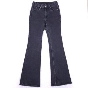 Divided‎ H&M High Waisted Flare Jeans 4 Black Faded Denim Retro Wide Leg